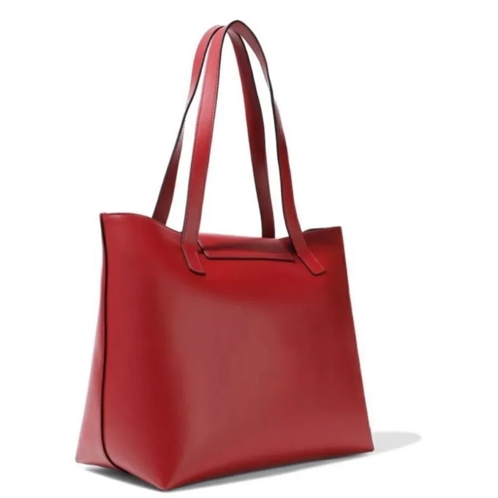 Roberto Cavalli Smooth Red Leather Tote with Top Handles